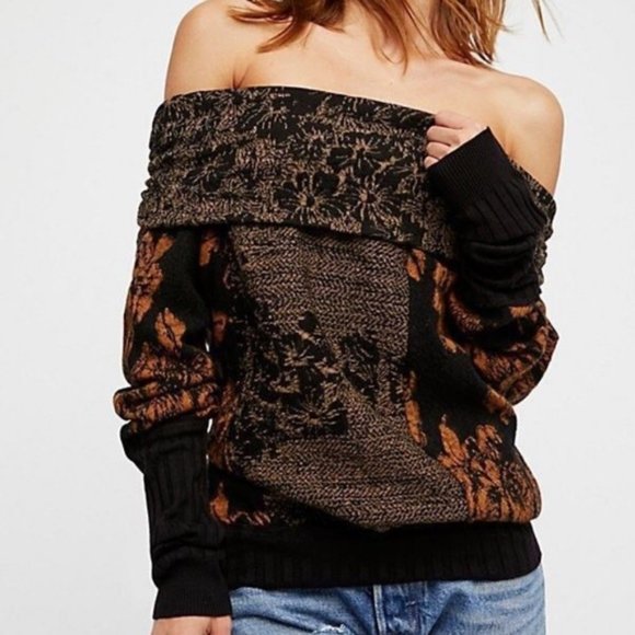 Free People Botanical Off Shoulder Sweater Small - Picture 3 of 7
